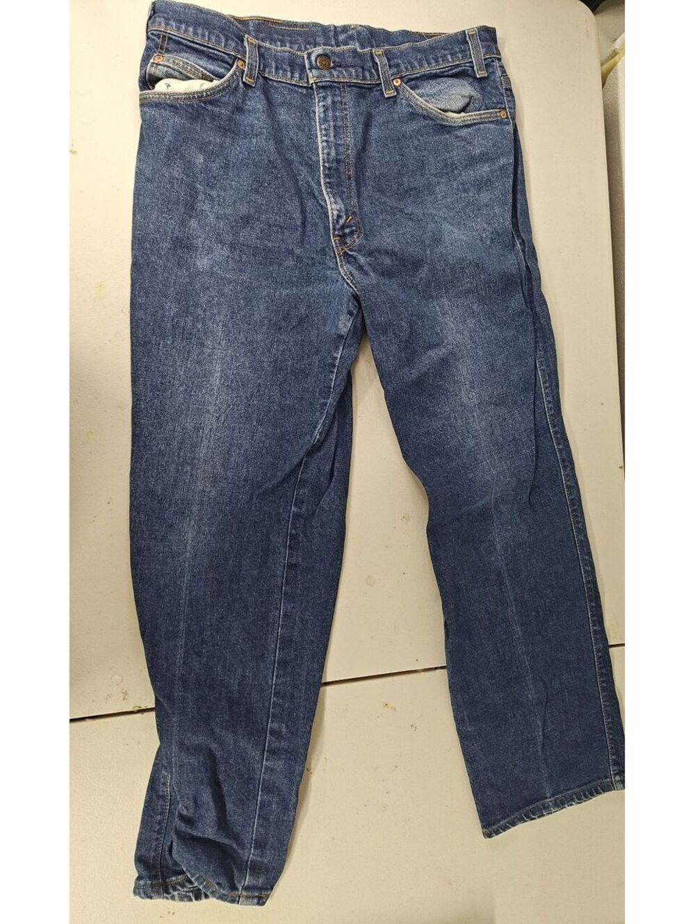 Vintage Levis 517 Orange Tab Jeans Made in USA Bootcut 38x31 Mens 90s Blue Denim